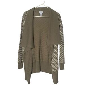 Carmen Marc Valvo Women's Open Front Wool Blend Cardigan Sweater Taupe S